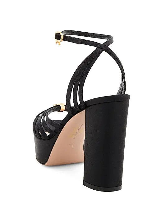 Gianvito Rossi os11x0126 100mm Crepe Satin Platform Sandals in Black Size US 6 / IT 36 - 4 Thumbnail