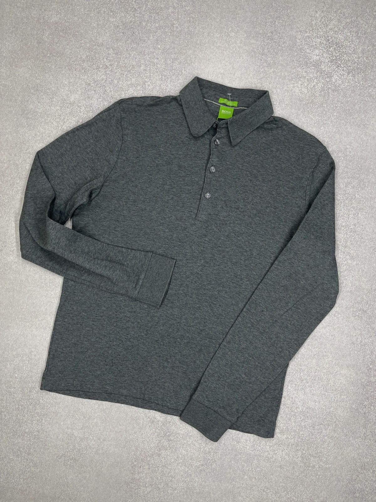 Hugo Boss Mens Hugo Boss Polo Longsleeve Rugby Grey Size S Size US S / EU 44-46 / 1 - 1 Thumbnail