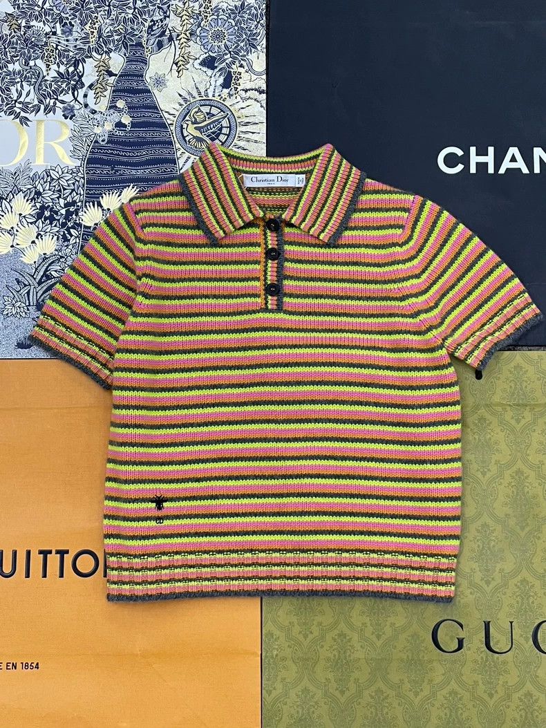 Dior Color Stripe Cashmere Knit Top - dmc