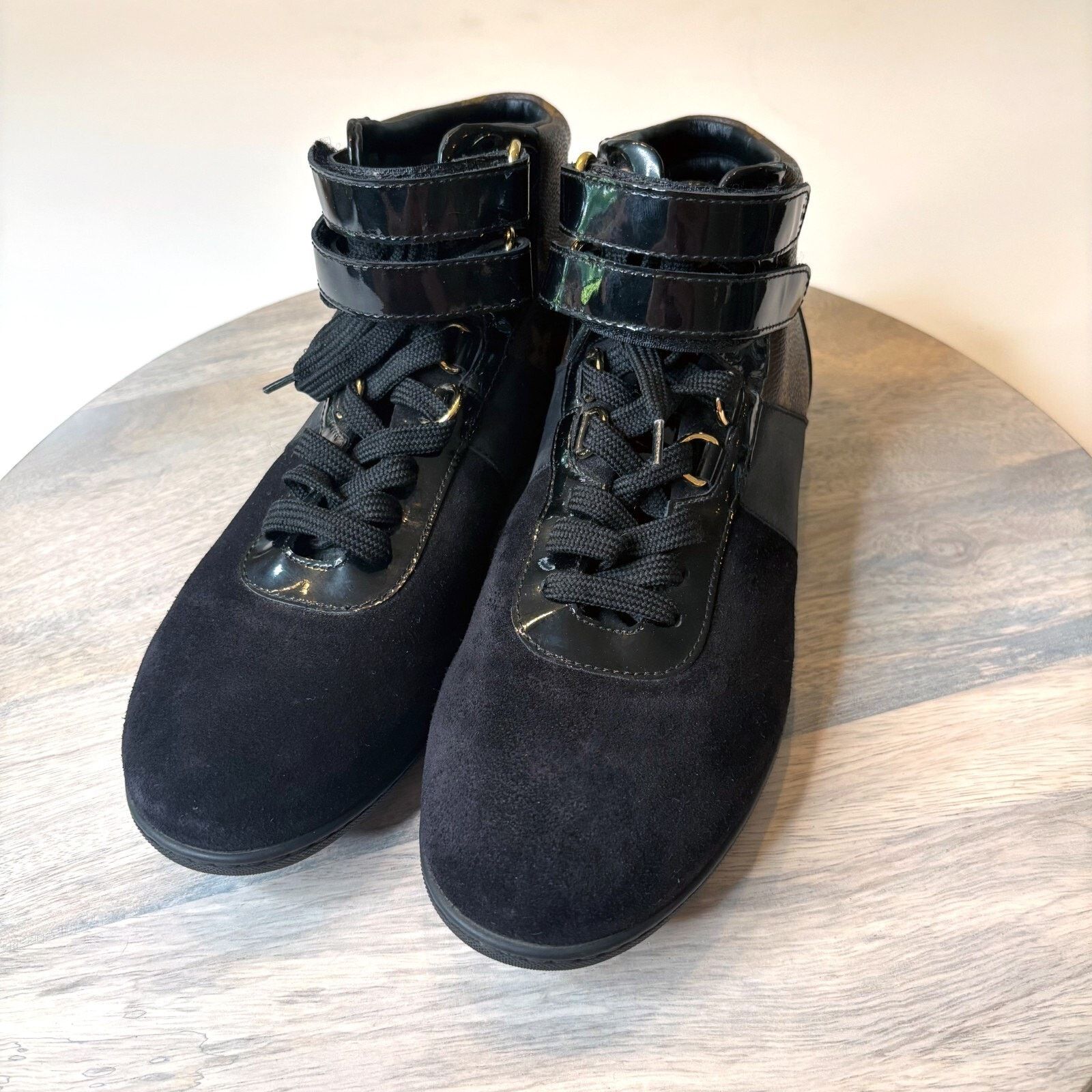 Louis Vuitton Louis Vuitton Black Monogram High Top Sneakers Size 7.5 Size US 7.5 / IT 37.5 - 6 Thumbnail