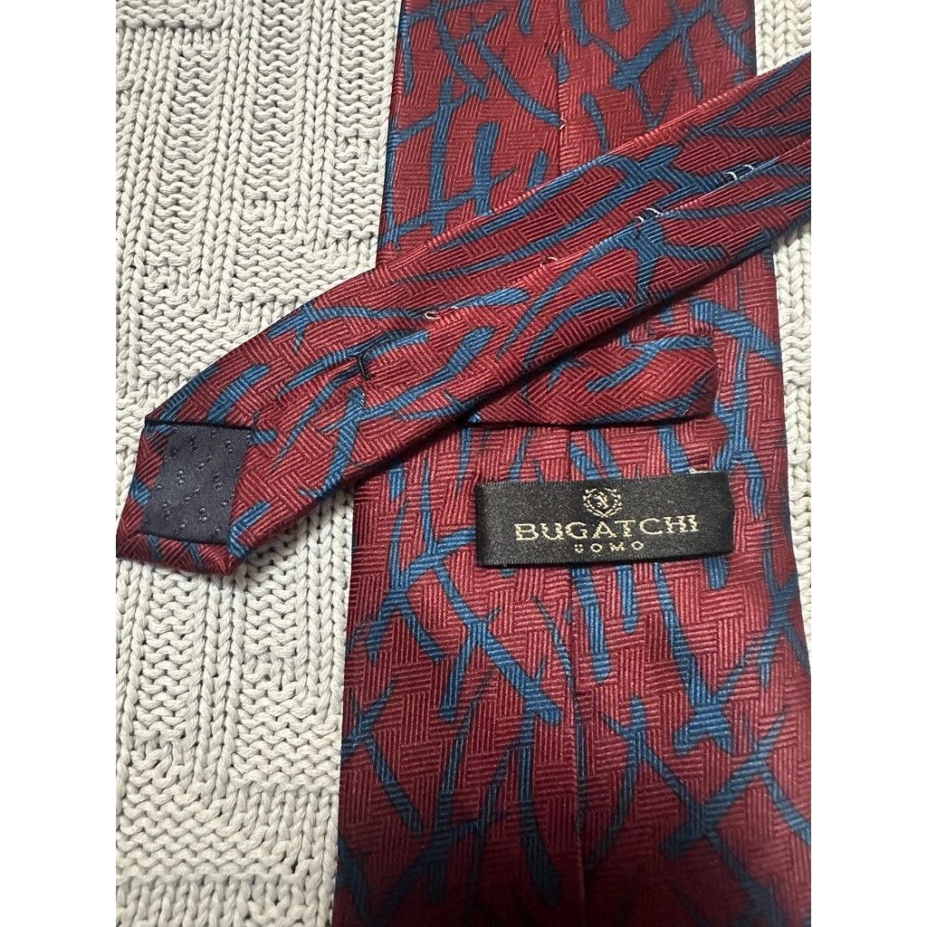 BUGATCHI Bugatchi maroon abstract silk tie Size ONE SIZE - 2 Thumbnail