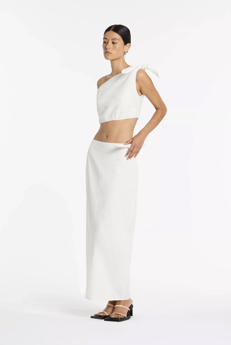 image of Sir Bettina Tie Midi Skirt in Ivory, Women's (Size 26)