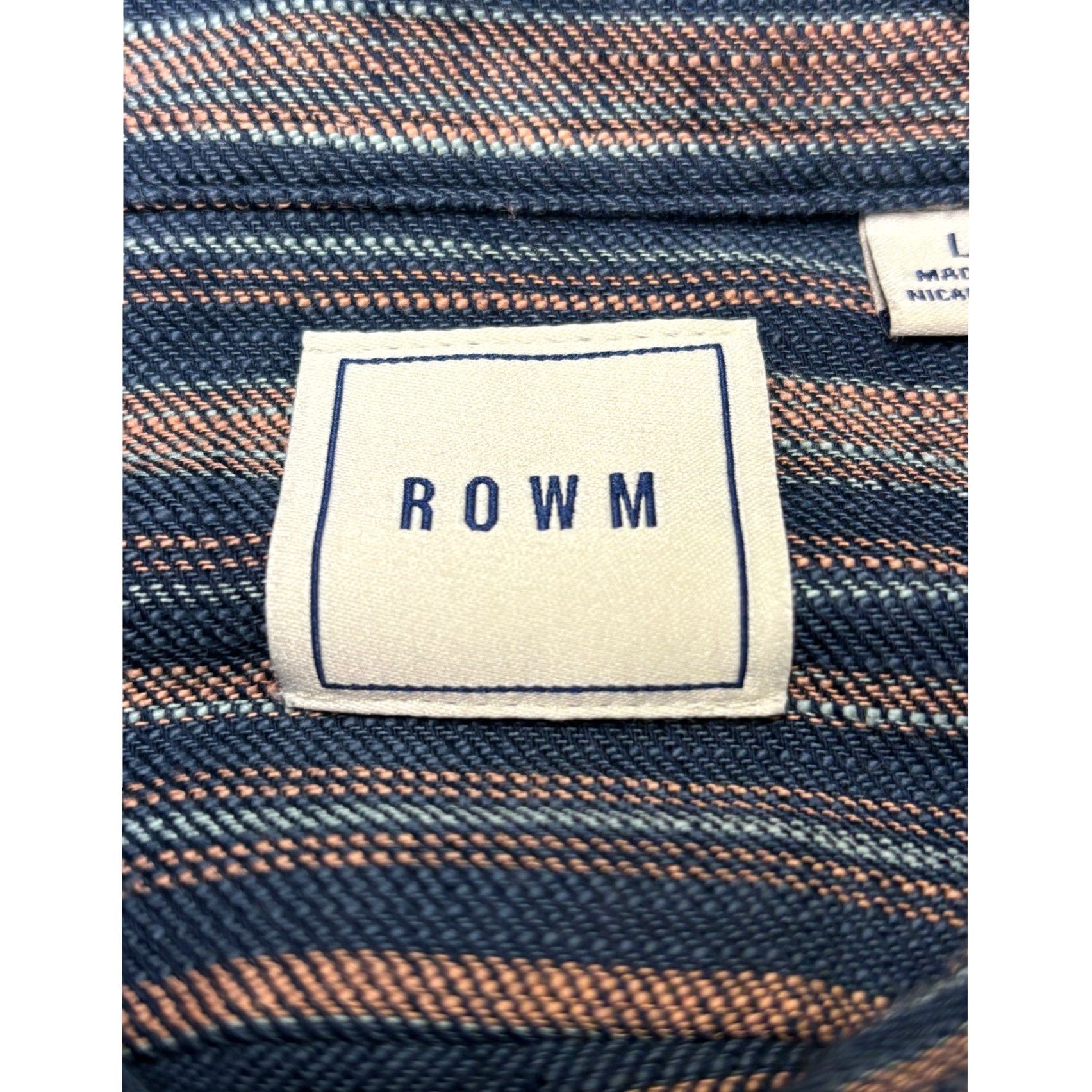 Vintage ROWM Mens Large Striped Button Up Short Sleeve Casual Shirt L Blue Beach Vacation Size US L / EU 52-54 / 3 - 3 Thumbnail