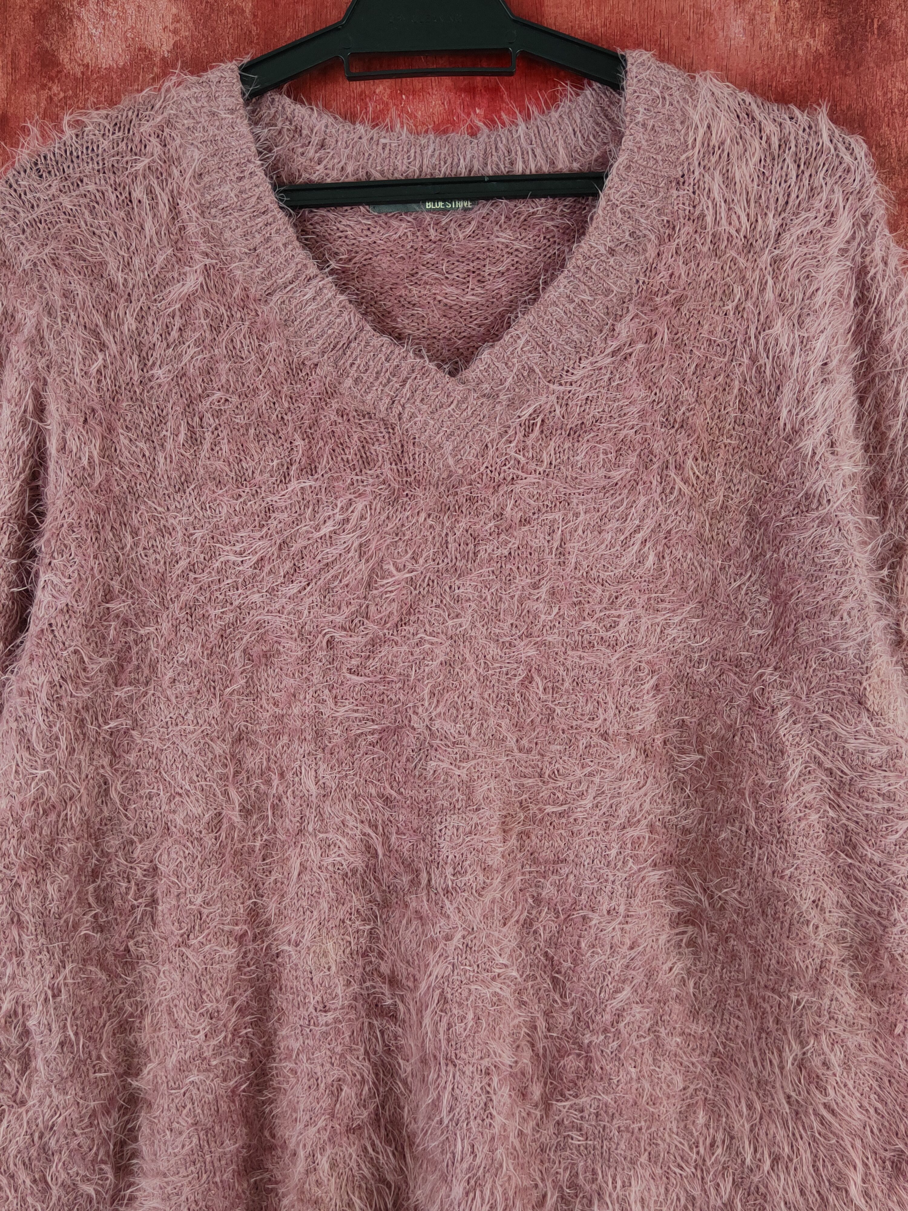 Aran Isles Knitwear DL Blue Strive Pink Shag Shaggy Fur Mohair Knitwear #S2030 Size L / US 10 / IT 46 - 2 Thumbnail