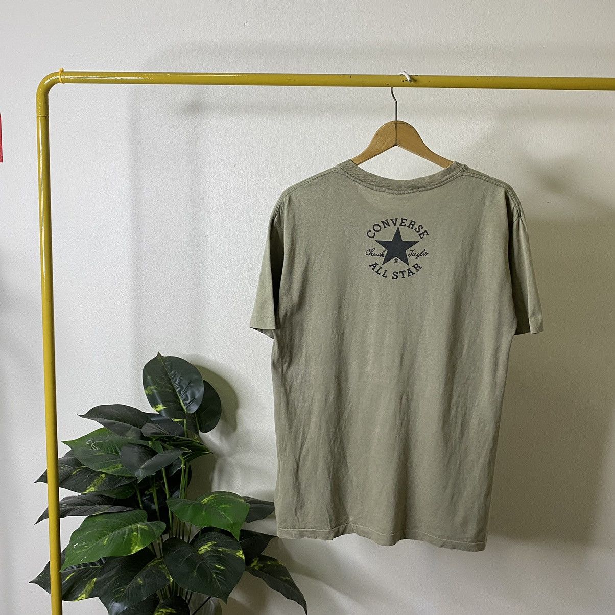Converse 1990s Converse OG Logo Olive Green Tee Made in USA Size US M / EU 48-50 / 2 - 6 Thumbnail