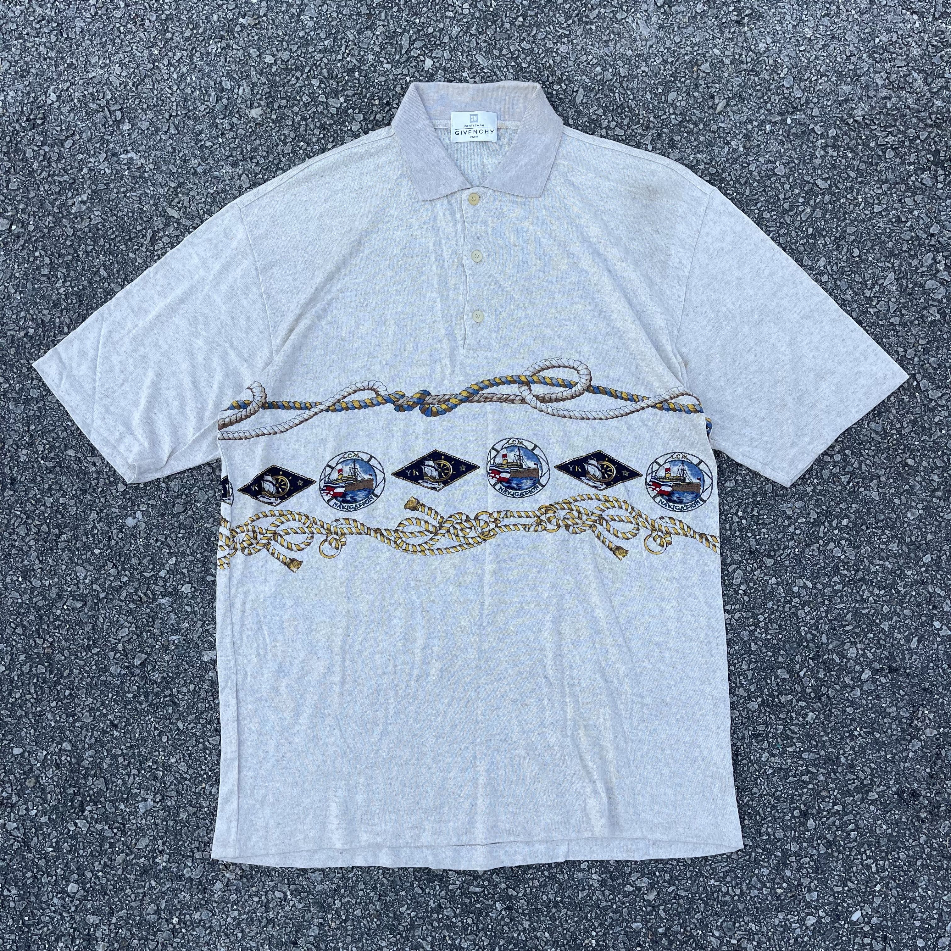 Givenchy × Vintage Vintage 90s Givenchy Polo 70% Viscose Fullprint Size US L / EU 52-54 / 3 - 2 Thumbnail