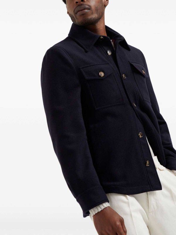 Brunello Cucinelli o1w1db10226 Rev Wr Cash Outerwear in Navy Blue Size US L / EU 52-54 / 3 - 2 Thumbnail