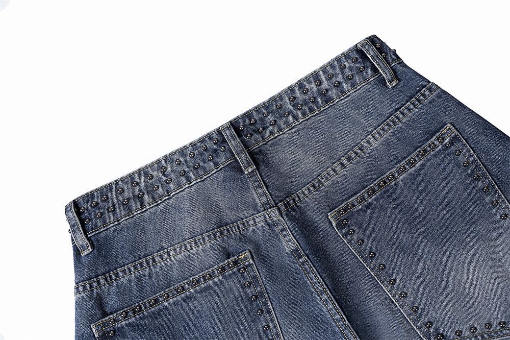 Japanese Brand × Jean Men's hip-hop trendy heavy rivet distressed washed jeans Size US 32 / EU 48 - 4 Thumbnail