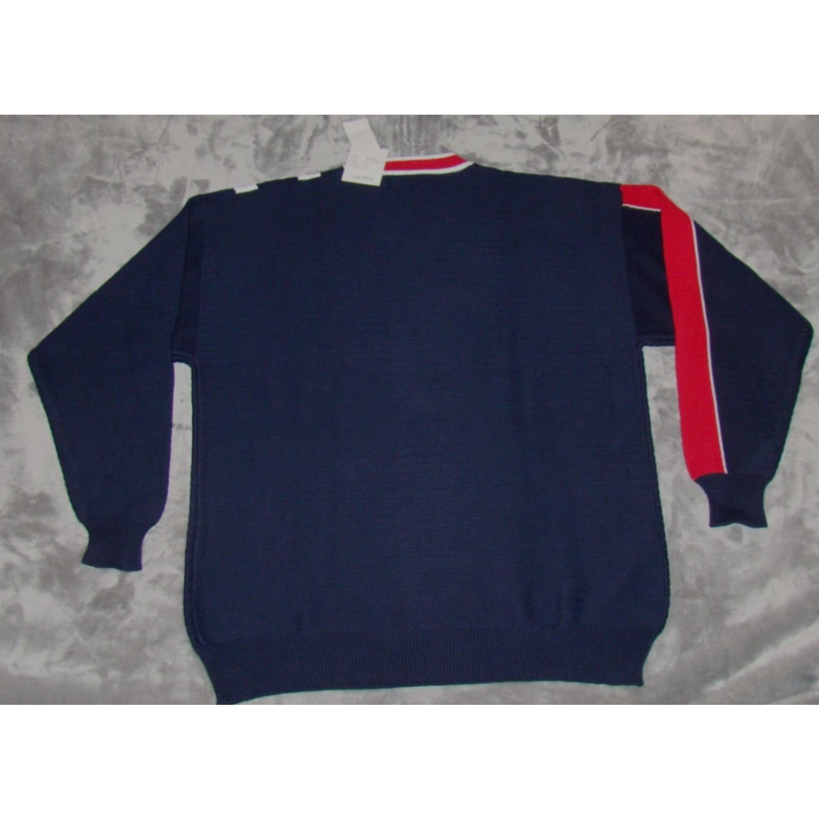 Nautica Nautica Mens XL Horizontal Knit V Neck Red White Blue Striped Sweater Size US XL / EU 56 / 4 - 6 Thumbnail