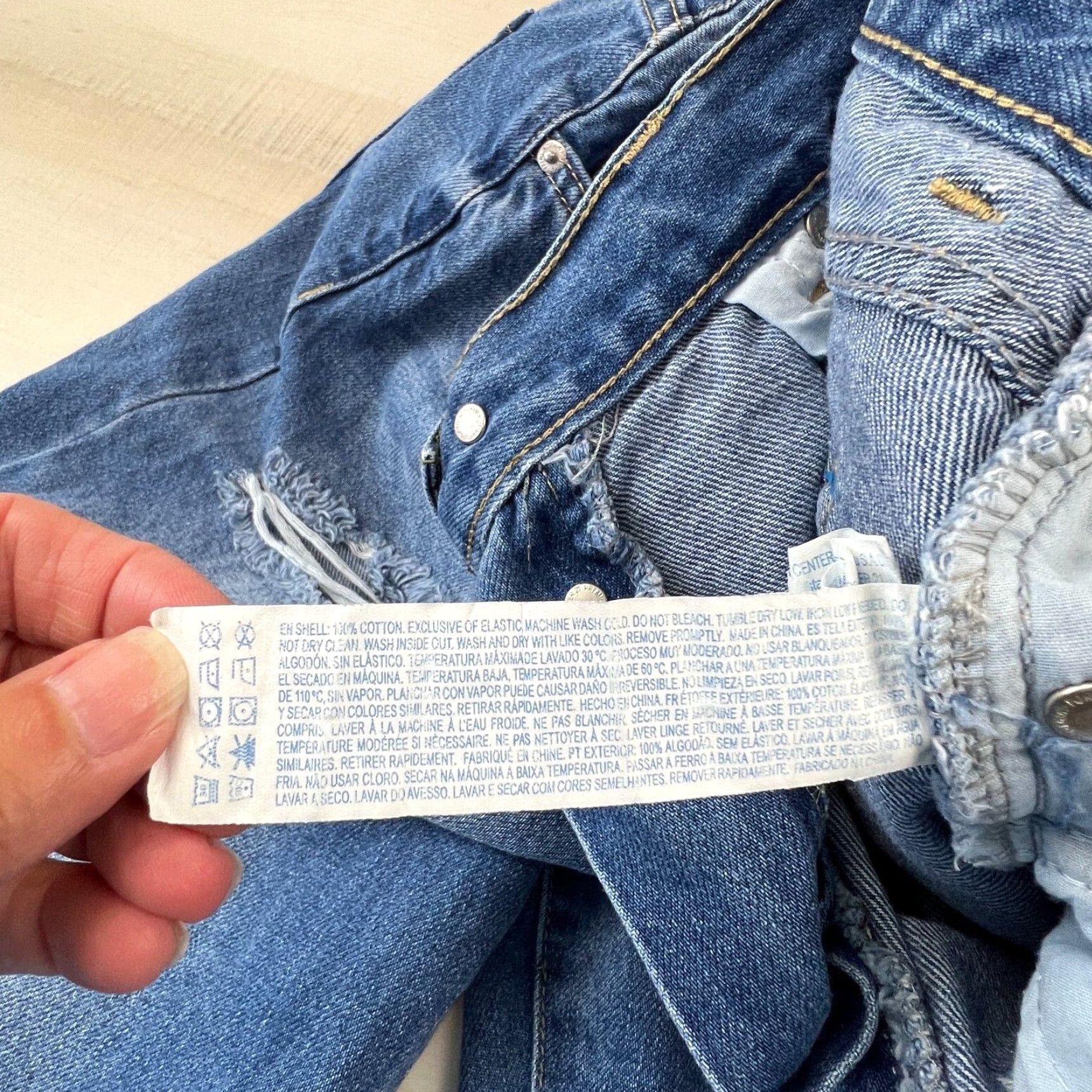 Forever 21 Forever 21 Women's Boyfriend Jeans, Size 29, Distressed Ripped Frayed Blue Cotton Blend Size 29" - 5 Thumbnail
