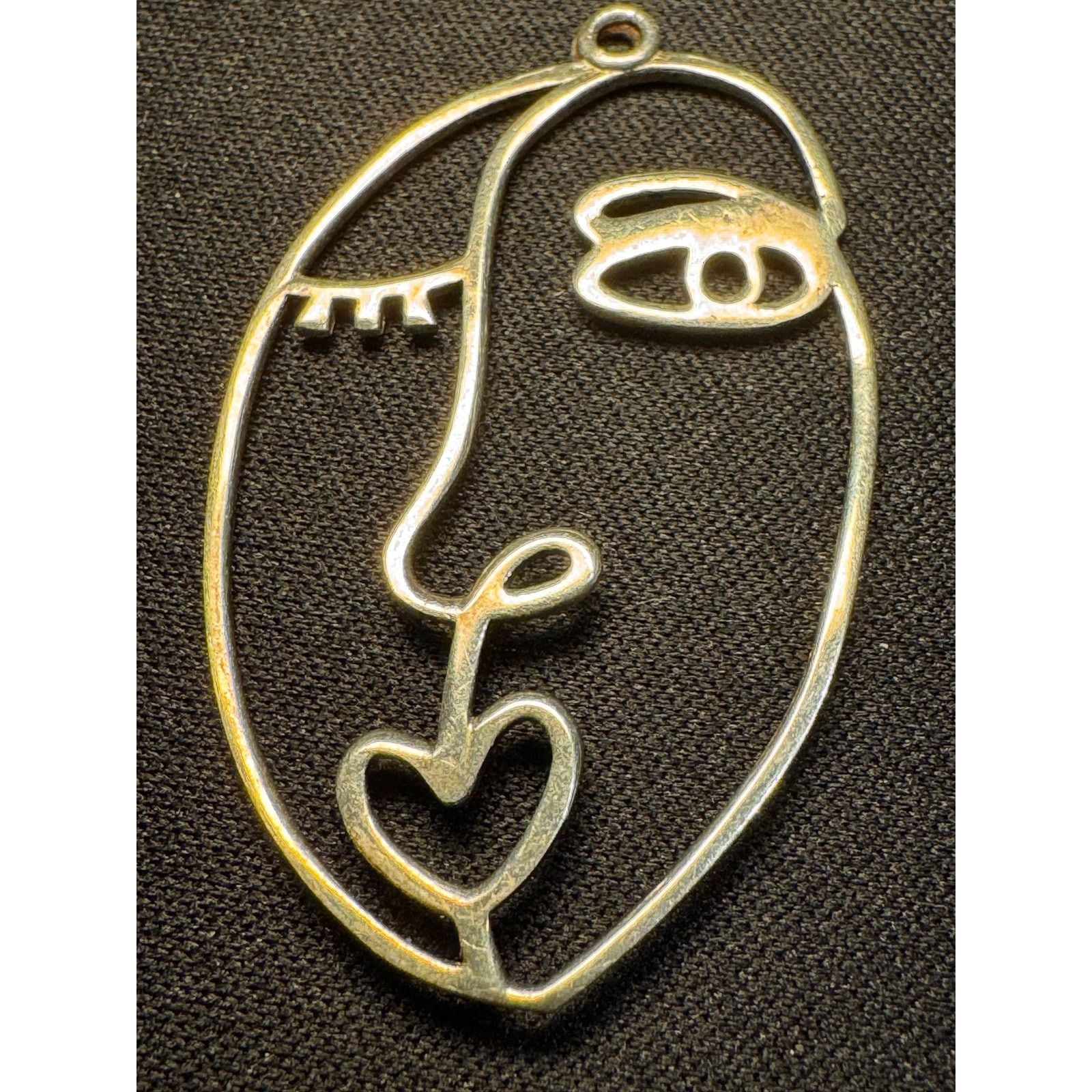 Other Vintage Artizan Made Abstract Face Pendant Test 925 Vermeil Size ONE SIZE - 4 Thumbnail