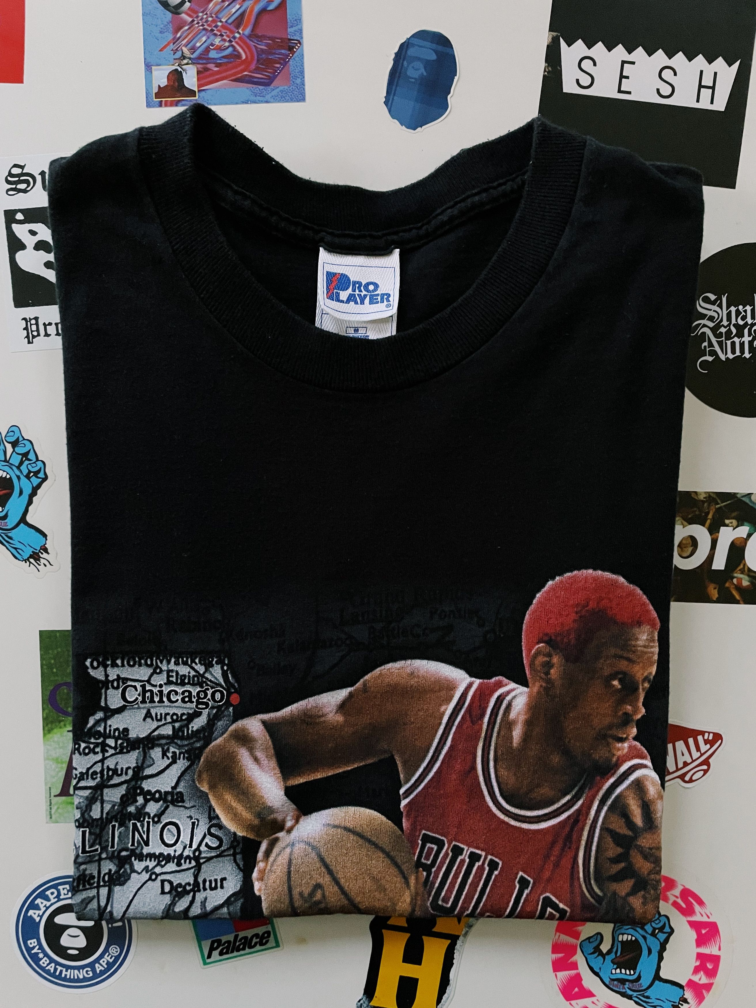 NBA × Pro Player × Vintage Vintage 90s NBA Pro Player Dennis Rodman T-shirt Black Size US M / EU 48-50 / 2 - 7 Thumbnail