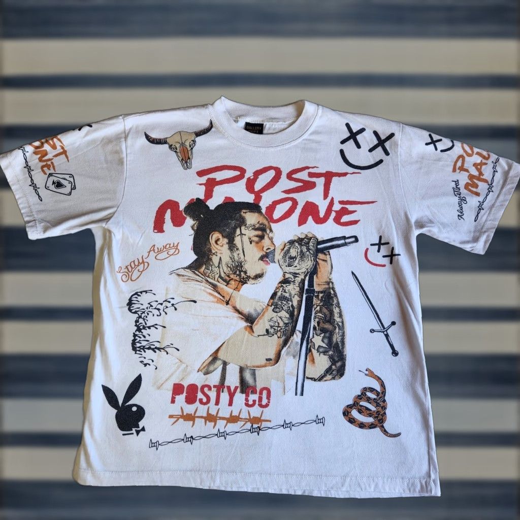 Gallery Dept. VINTAGE GALLERY DEPT x Posty Co Post Malone Hip Hop Graphic Print T-Shirt Adult Medium White Concert Mens Size US M / EU 48-50 / 2 - 1 Thumbnail