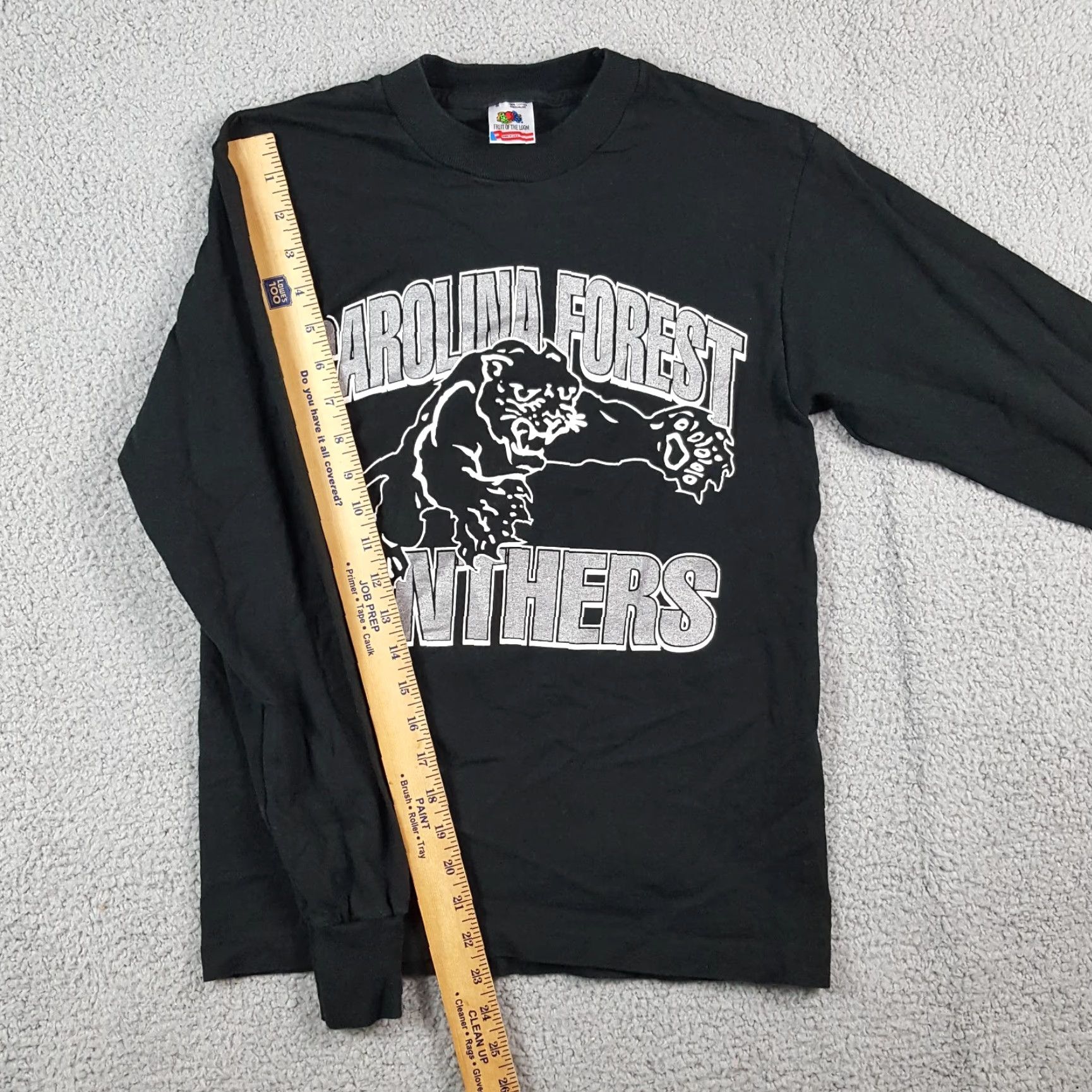 Fruit Of The Loom VINTAGE Carolina Panthers T-Shirt Long Sleeve XS Black Crew Neck 1990s School Football Baseball Collegiate Embroidered Logo Men Size US XS / EU 42 / 0 - 8 Thumbnail