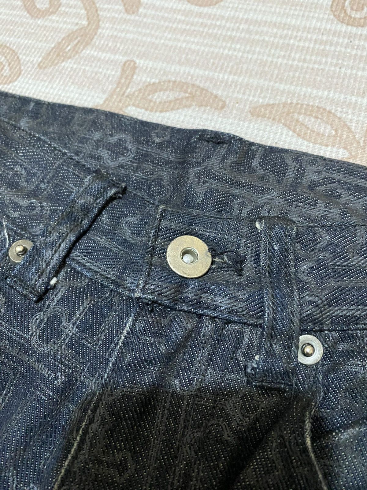 🇯🇵Custom Culture Crossover Print Denim Pants