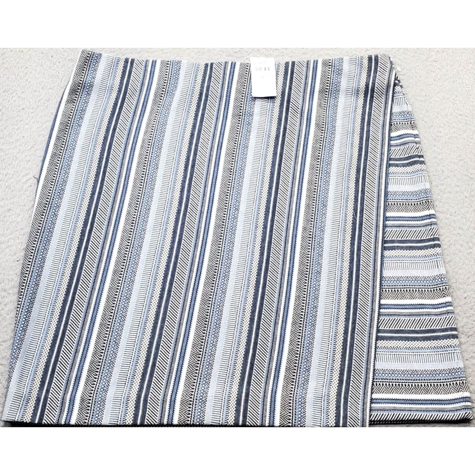 J. Jill J. Jill Womens XL Multicolor Striped Faux Wrap Knit Pleated Back Pull-On Skirt - Short, Casual/Multi Occasion, Stretch Rayon, NWT, Womens Size 40" / US 18 - 2 Thumbnail
