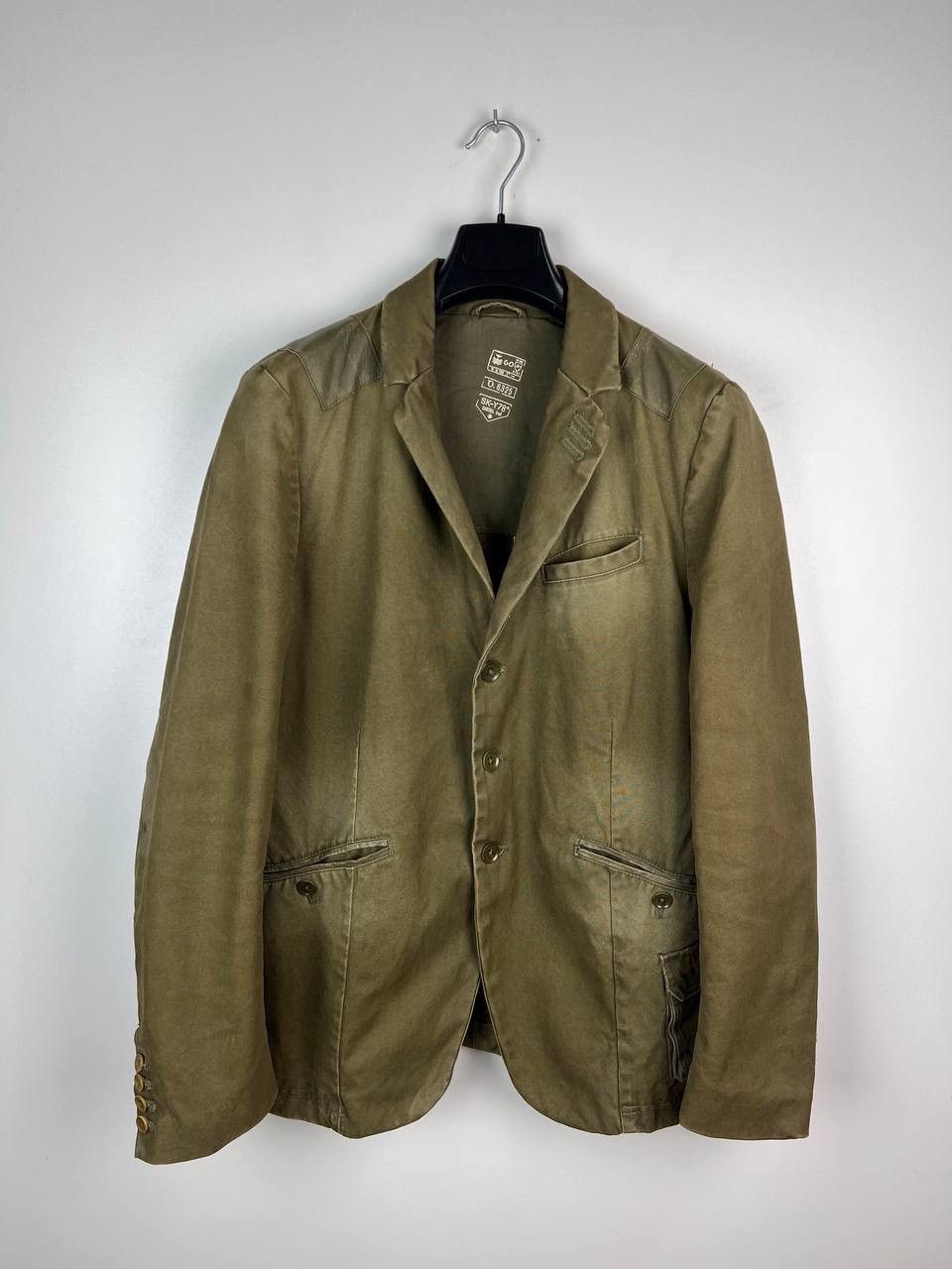 Diesel Diesel SK-Y78 khaki cotton leather trim blazer jacket Size US M / EU 48-50 / 2 - 1 Thumbnail