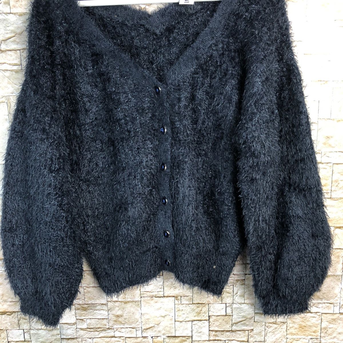 Homespun Knitwear Japan fur mohair shaggy Dark Blue Cardigan Knitwear #241 Size US L / EU 52-54 / 3 - 3 Thumbnail