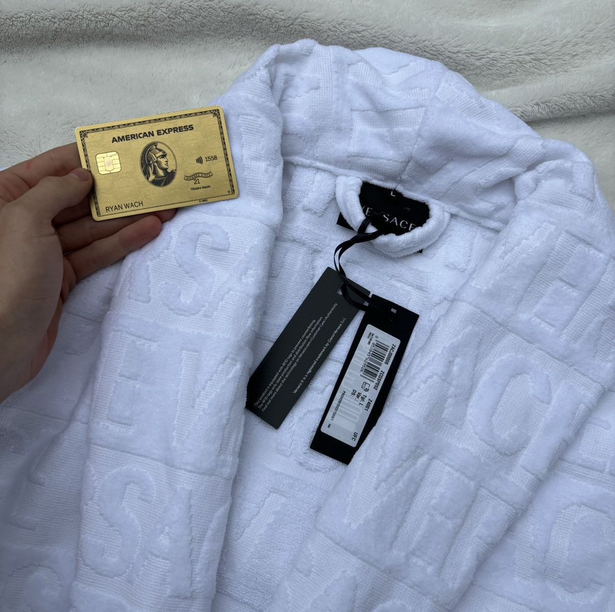 Versace Versace White / Gold Baroque Embossed Robe Size US L / EU 52-54 / 3 - 3 Thumbnail