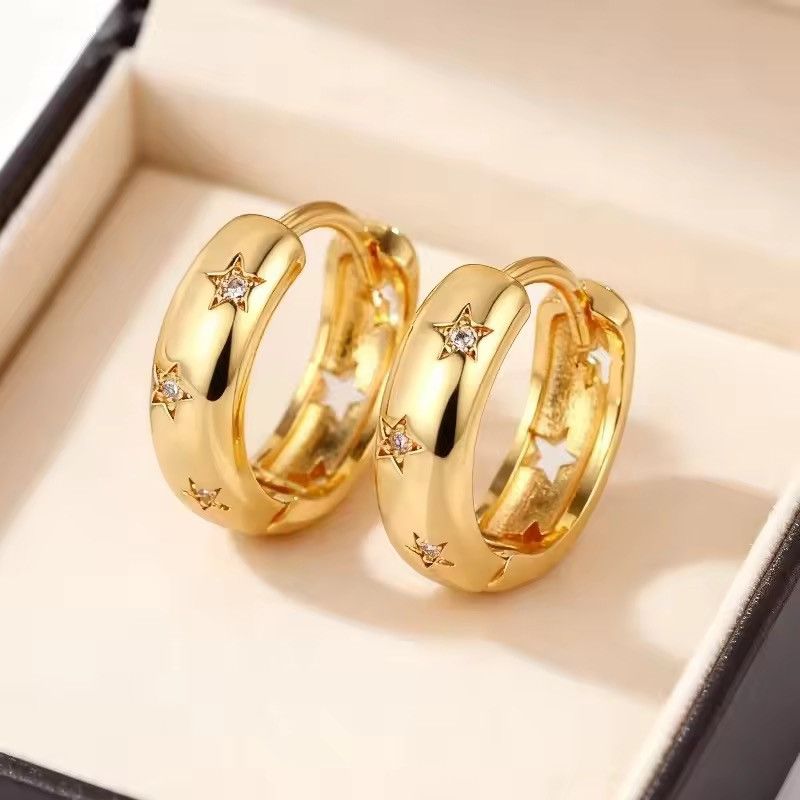 Jewelry STAR Small Hoop Earrings for Women Men Unisex Earrings Size ONE SIZE - 1 Thumbnail
