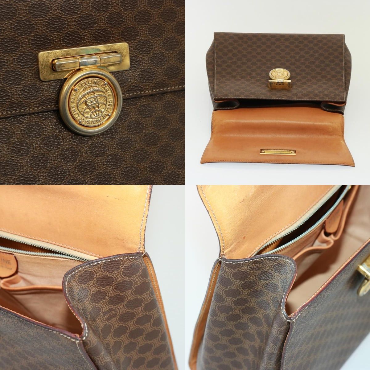 Celine CELINE Macadam Canvas Hand Bag Pvc Brown Size ONE SIZE - 11 Thumbnail