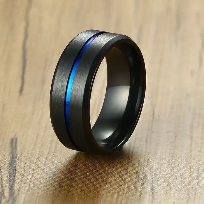 Jewelry 8mm Stainless Steel Thin Rainbow Line Ring Size ONE SIZE - 1 Thumbnail