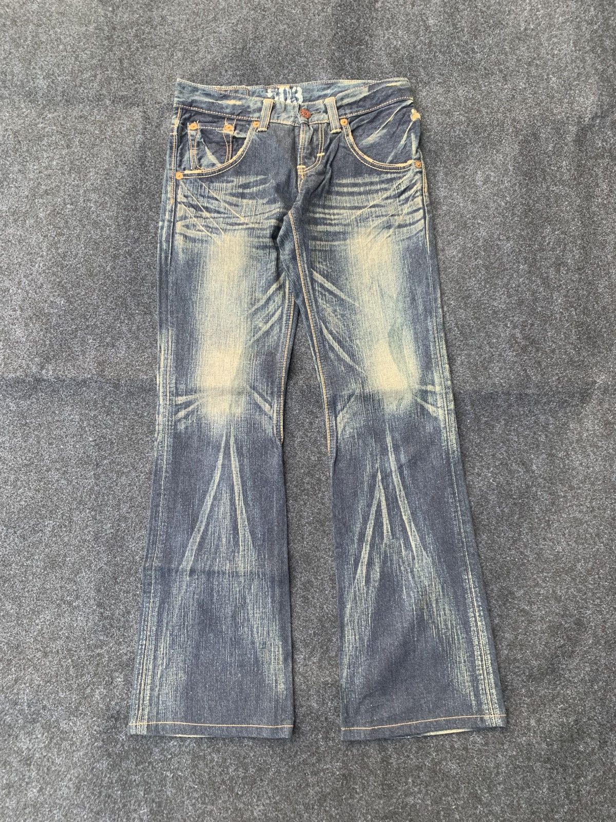 Edwin Vintage Edwin 503 Blue Trip Sun Faded Flare Jeans Y2K. Size US 30 / EU 46 - 1 Thumbnail