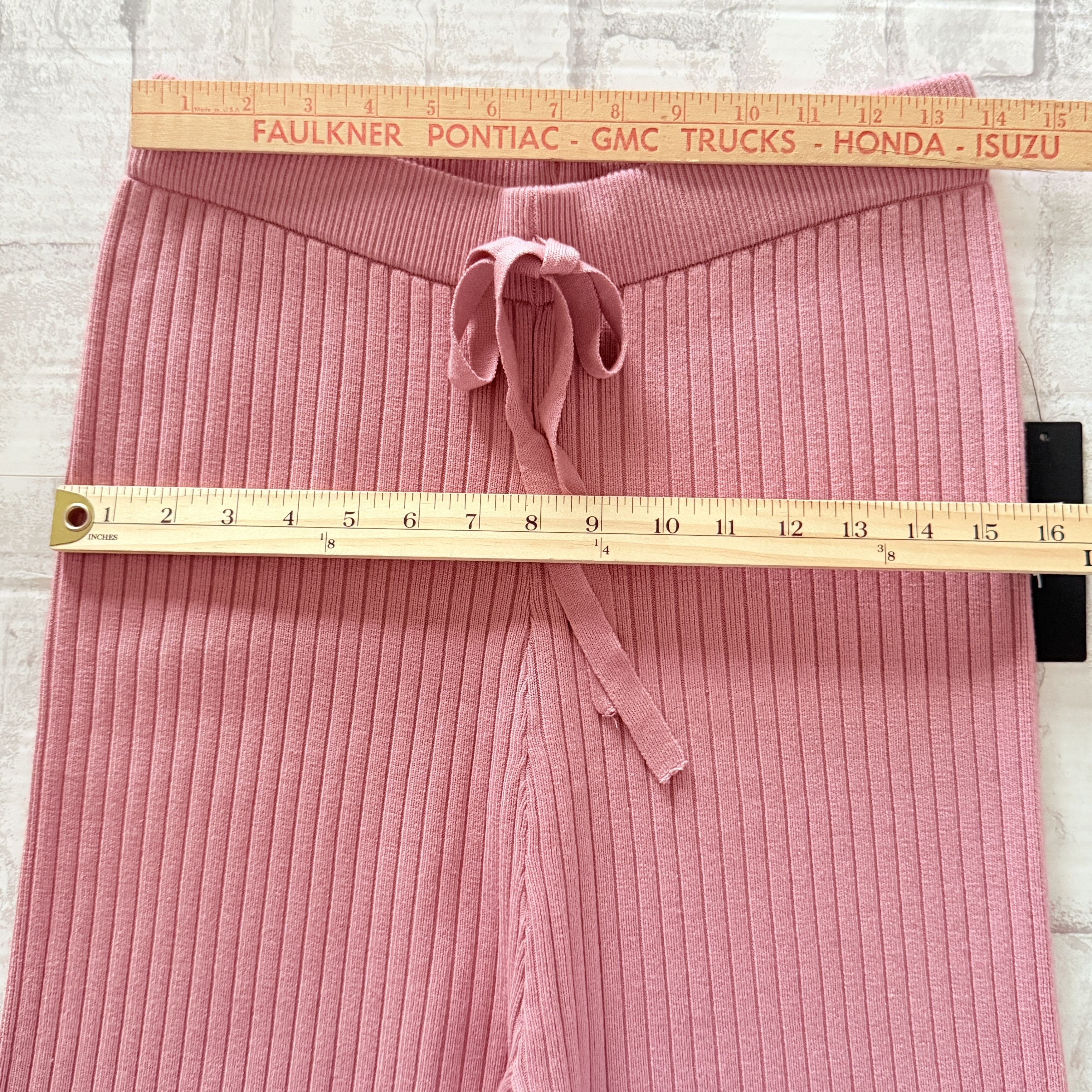 Lulus Lulus Snuggly Pink Ribbed Knit Wide-Leg Pants High Waist Size 27" / US 4 / IT 40 - 6 Thumbnail