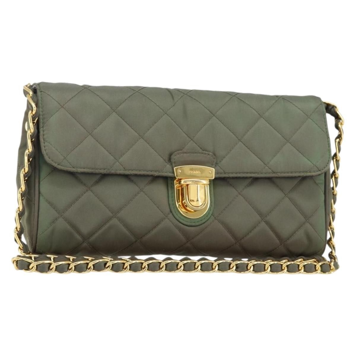 Prada Prada Pushlock Chain Flap Bag Quilted Tessuto Size ONE SIZE - 1 Thumbnail