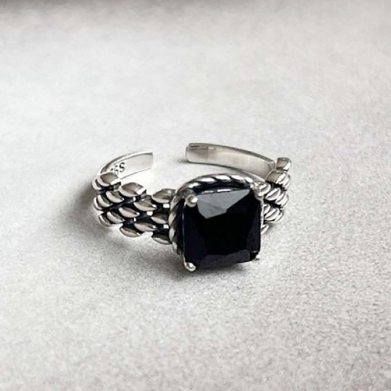 Jewelry Sparkling Black Zircons Handmade Ring Size ONE SIZE - 1 Thumbnail