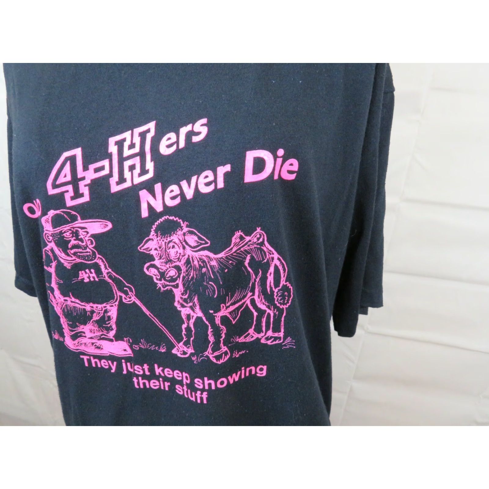 Jerzees VINTAGE Jerzees USA T-Shirt XXL Black Unisex Short Sleeve Graphic Tee 1980s 1990s “never die just keep showing” Size US XXL / EU 58 / 5 - 3 Thumbnail
