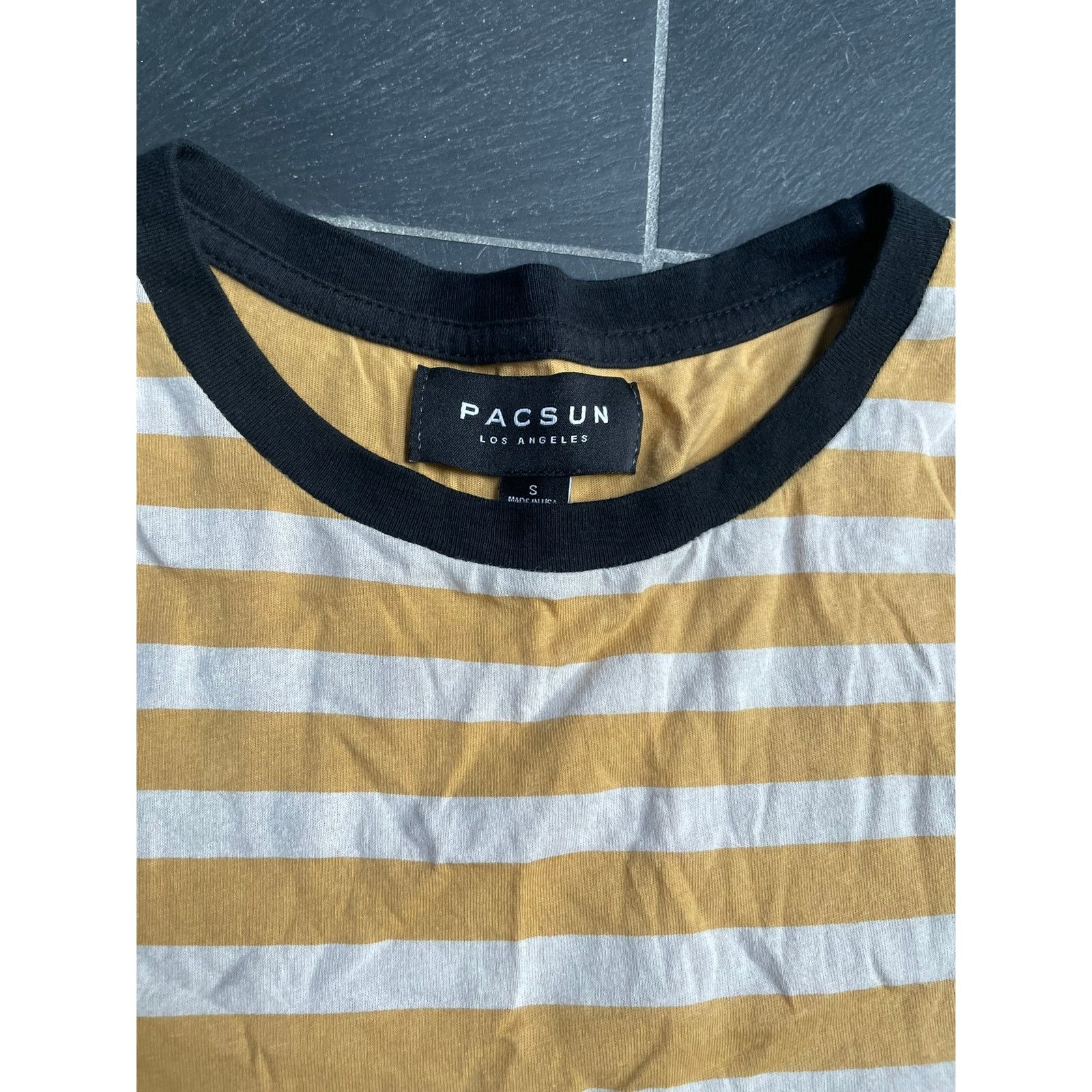 Pacsun Yellow White Striped With Black Color Tee Size Small Size US S / EU 44-46 / 1 - 2 Thumbnail