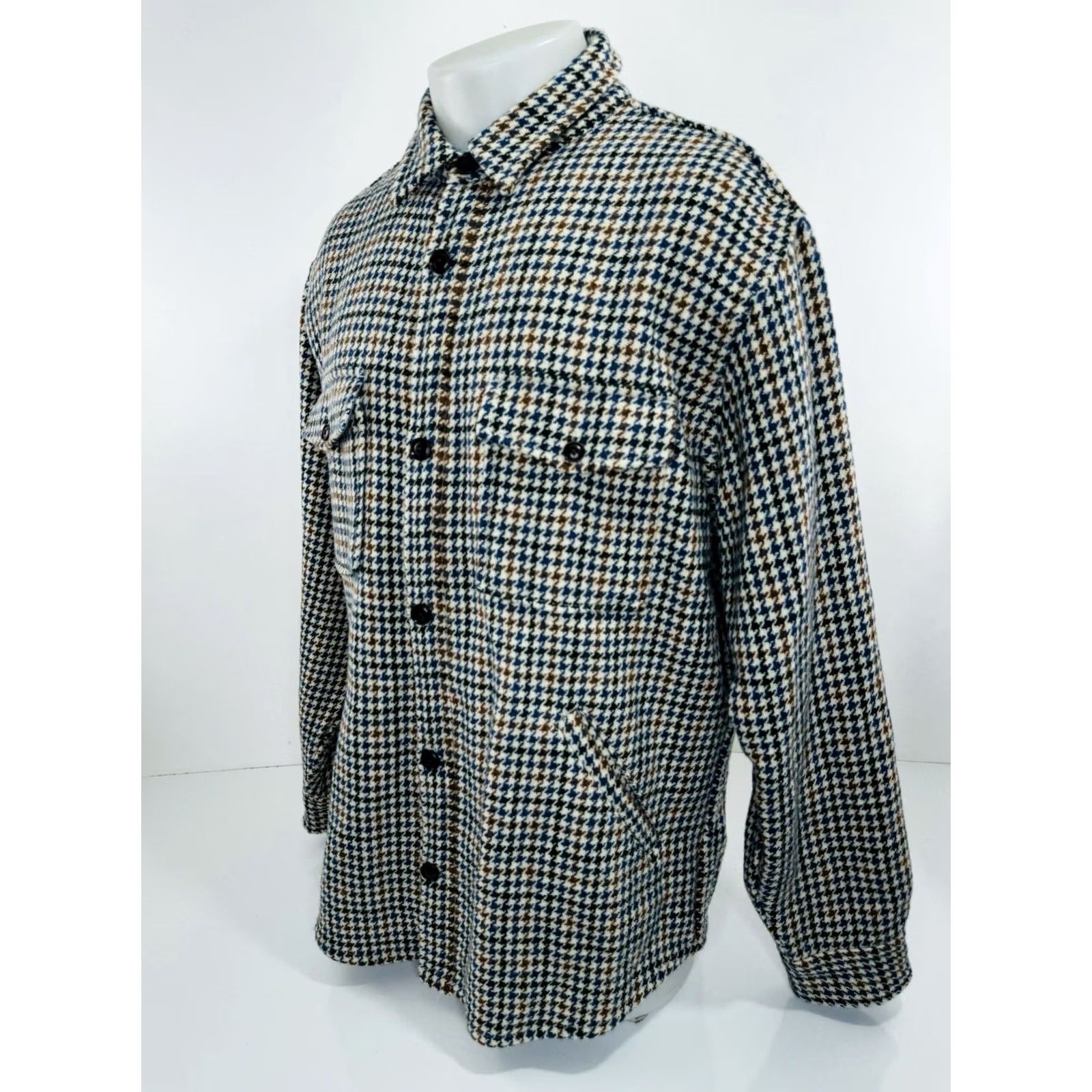 Lands' End Lands' End Wool Houndstooth Tweed Field Ranch Chore Hunting L Jacket Mens Large Blue / Brown / Beige Wool Tweed Jacket Hunting 90s Century? Size US L / EU 52-54 / 3 - 4 Thumbnail