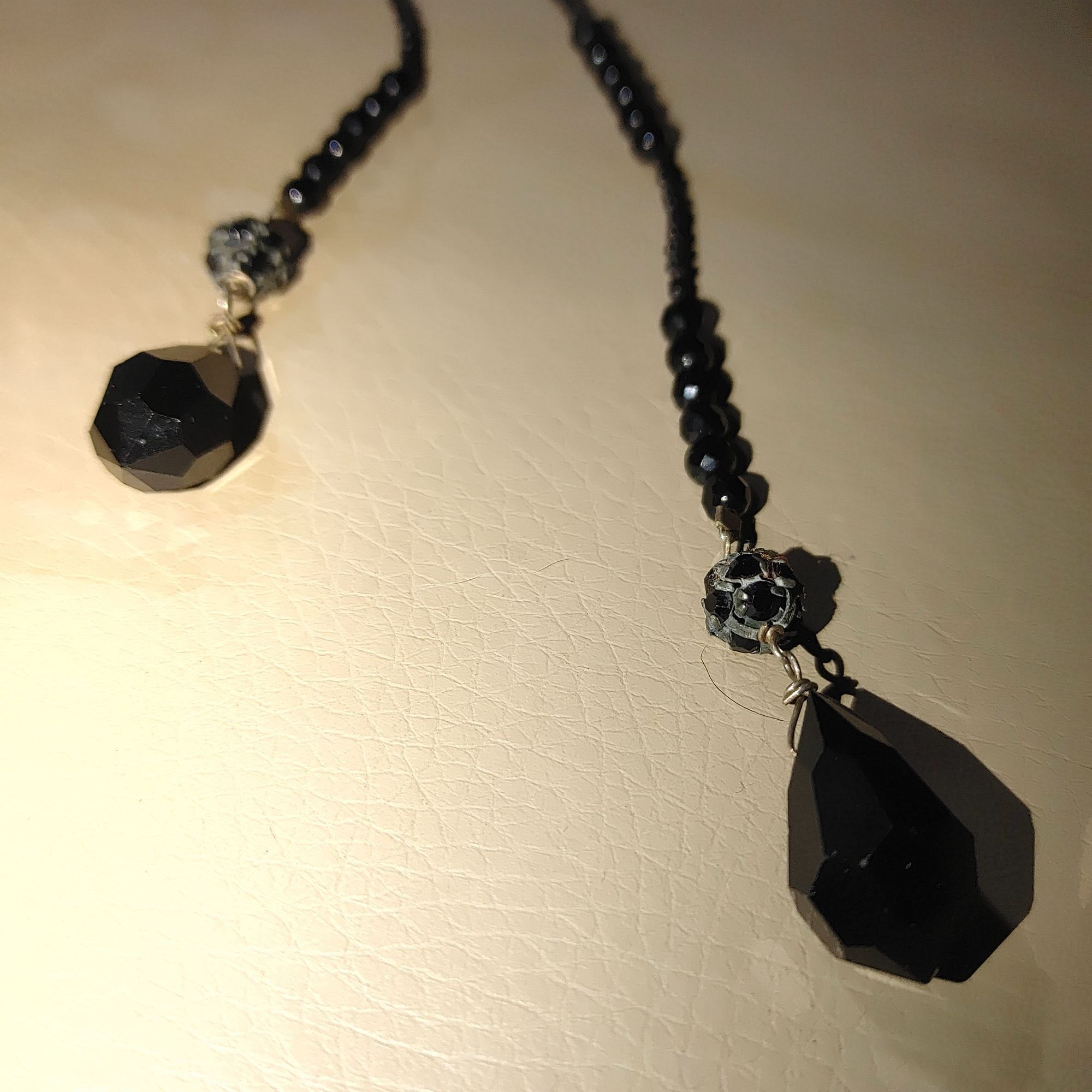 Other 925 Tassels Black Faceted Beaded Necklace Mourning Vintage V Size ONE SIZE - 12 Thumbnail