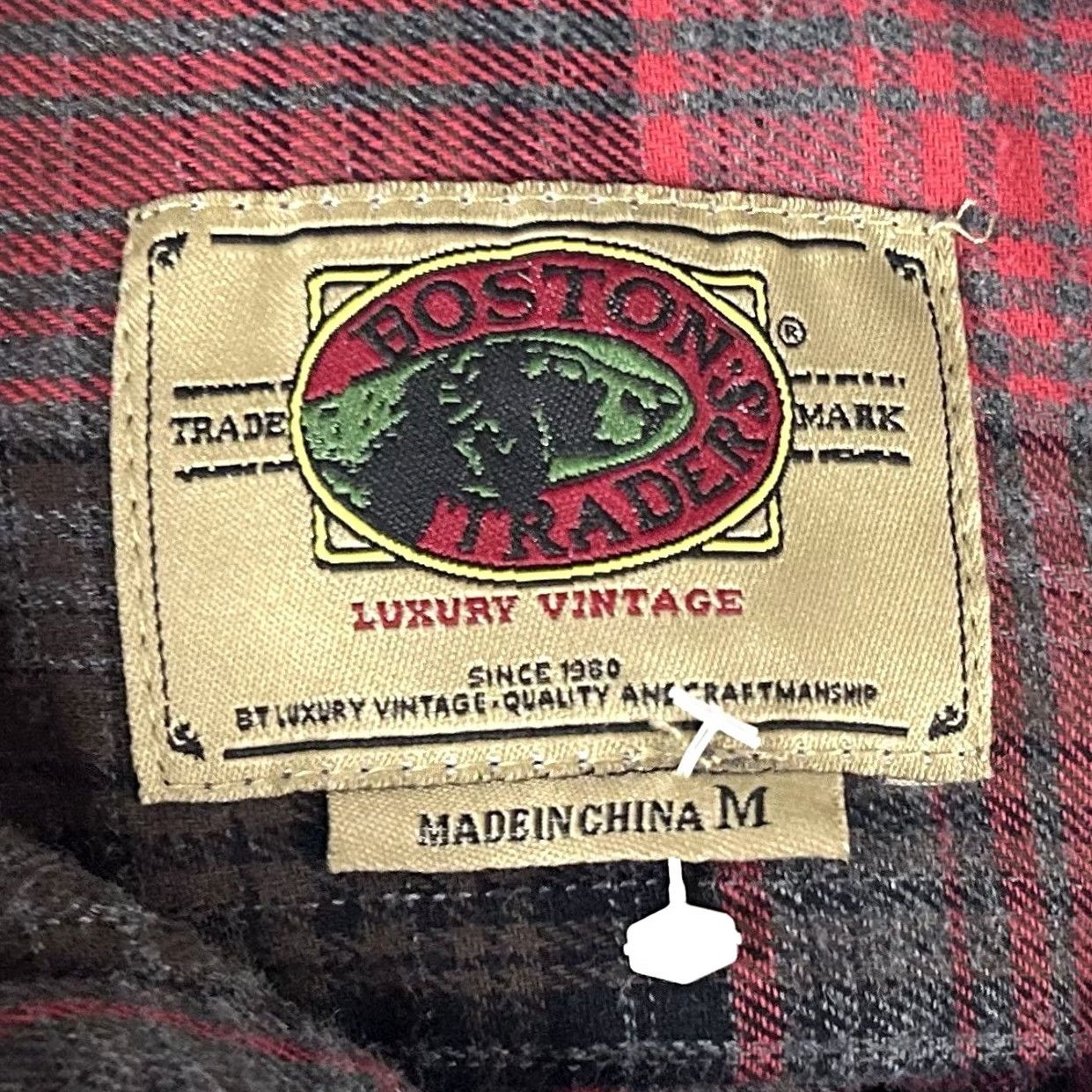 Vintage Boston Traders Luxury Flannel Shirt Mens Medium Red Gray Plaid Cotton Button-Up Size US M / EU 48-50 / 2 - 3 Thumbnail