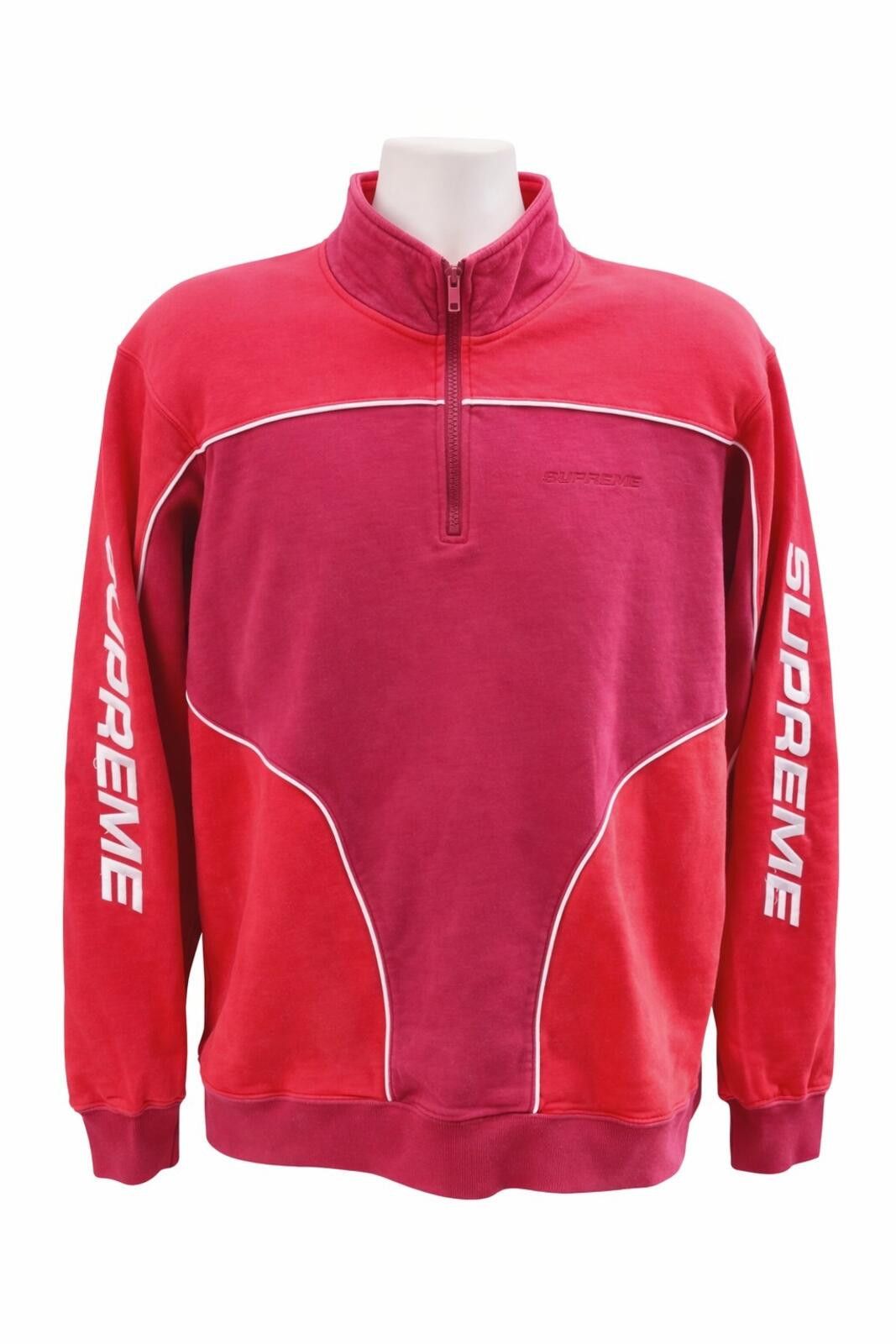 Supreme Supreme Script Stripe Half Zip Sweater - Red | Grailed