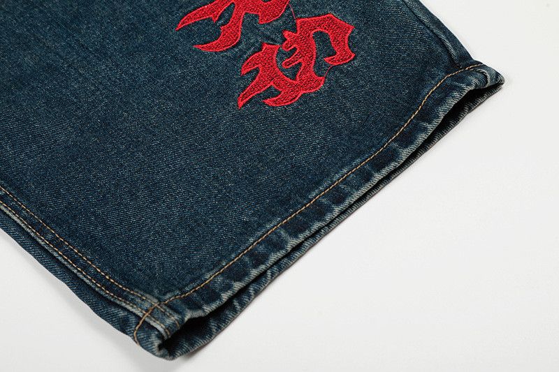 Jean American retro men's loose straight distressed curved jeans Size US 32 / EU 48 - 6 Thumbnail