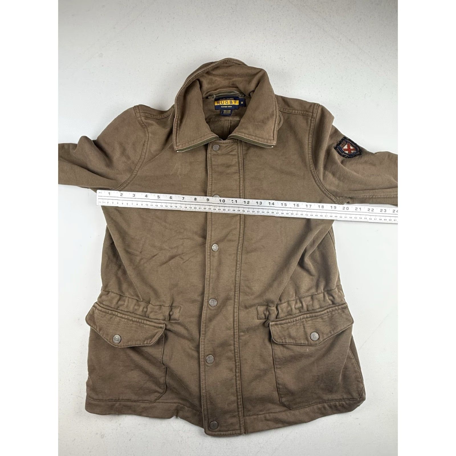 Ralph Lauren VINTAGE Ralph Lauren Rugby Jacket Women's Polo RFC Medium Brown Fleece Patch Varsity Collared Pocketed Rugby Football 1900s Style Size M / US 6-8 / IT 42-44 - 4 Thumbnail
