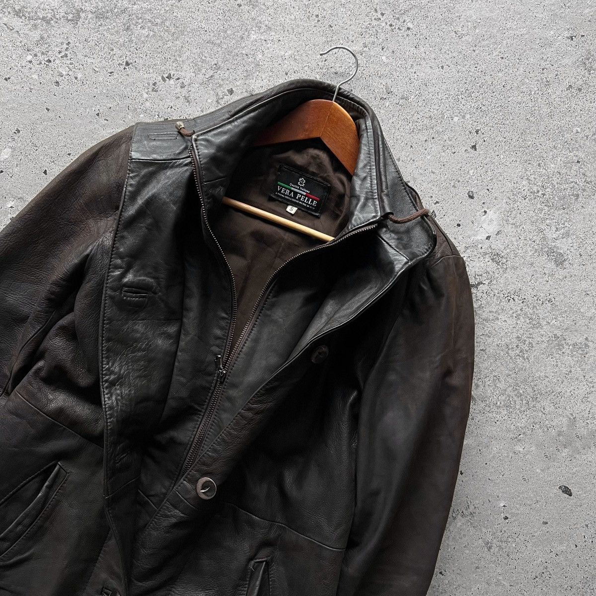 Vera Pelle × Vintage Vera Pelle Womens Vintage 90s Leather Jacket Zipper Button Size S / US 4 / IT 40 - 6 Thumbnail