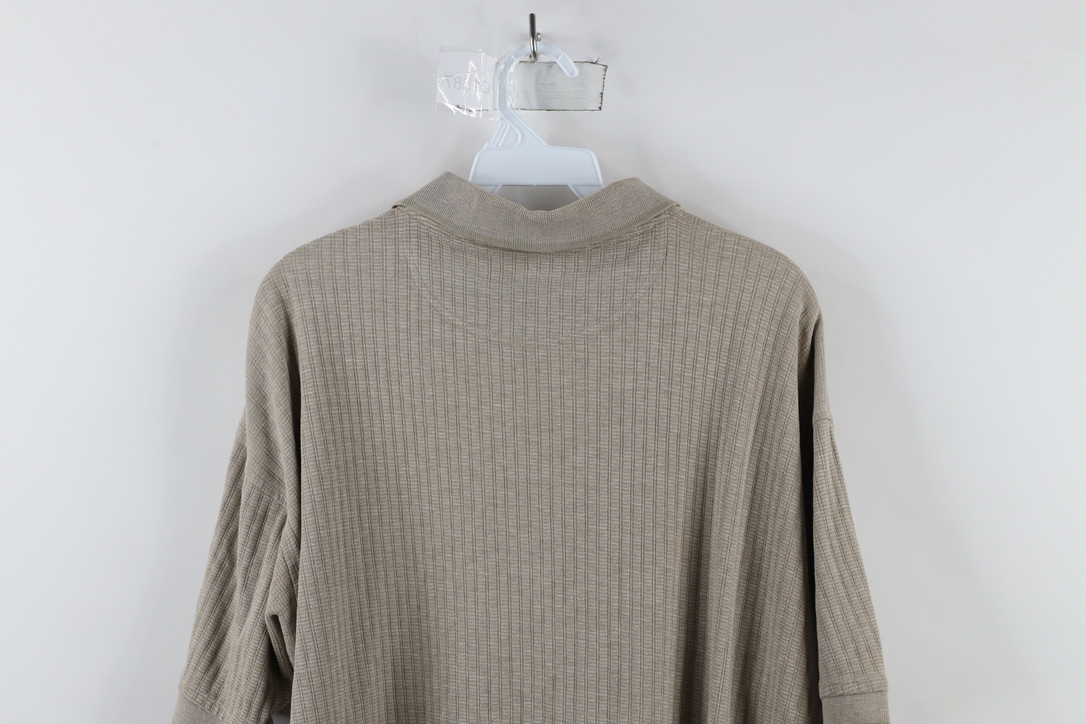 Vintage Vintage 90s Streetwear Ribbed Knit Collared Polo Beige Size US M / EU 48-50 / 2 - 6 Thumbnail