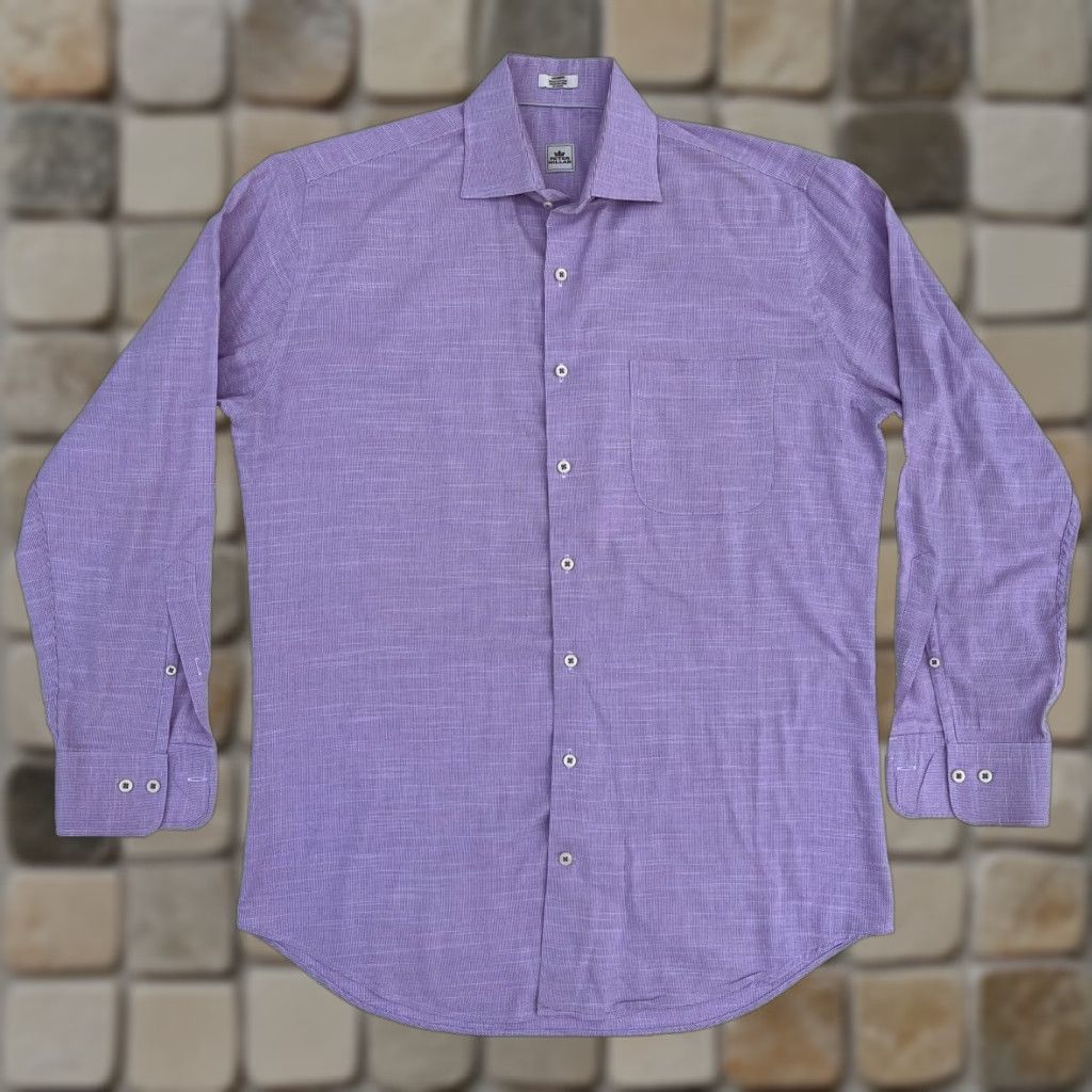 Peter Millar VINTAGE Peter Millar Button-Up Shirt Micro Check Mens M Purple Lilac Cotton Woven Long Sleeve Collared Button-Up 90s (if applicable) Mens Size US M / EU 48-50 / 2 - 1 Thumbnail
