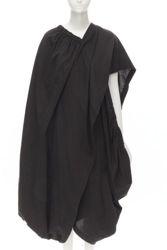 Comme des Garcons COMME DES GARCONS 1980's Vintage black washed asymmetric draped cocoon dress Size L / US 10 / IT 46 - 1 Thumbnail