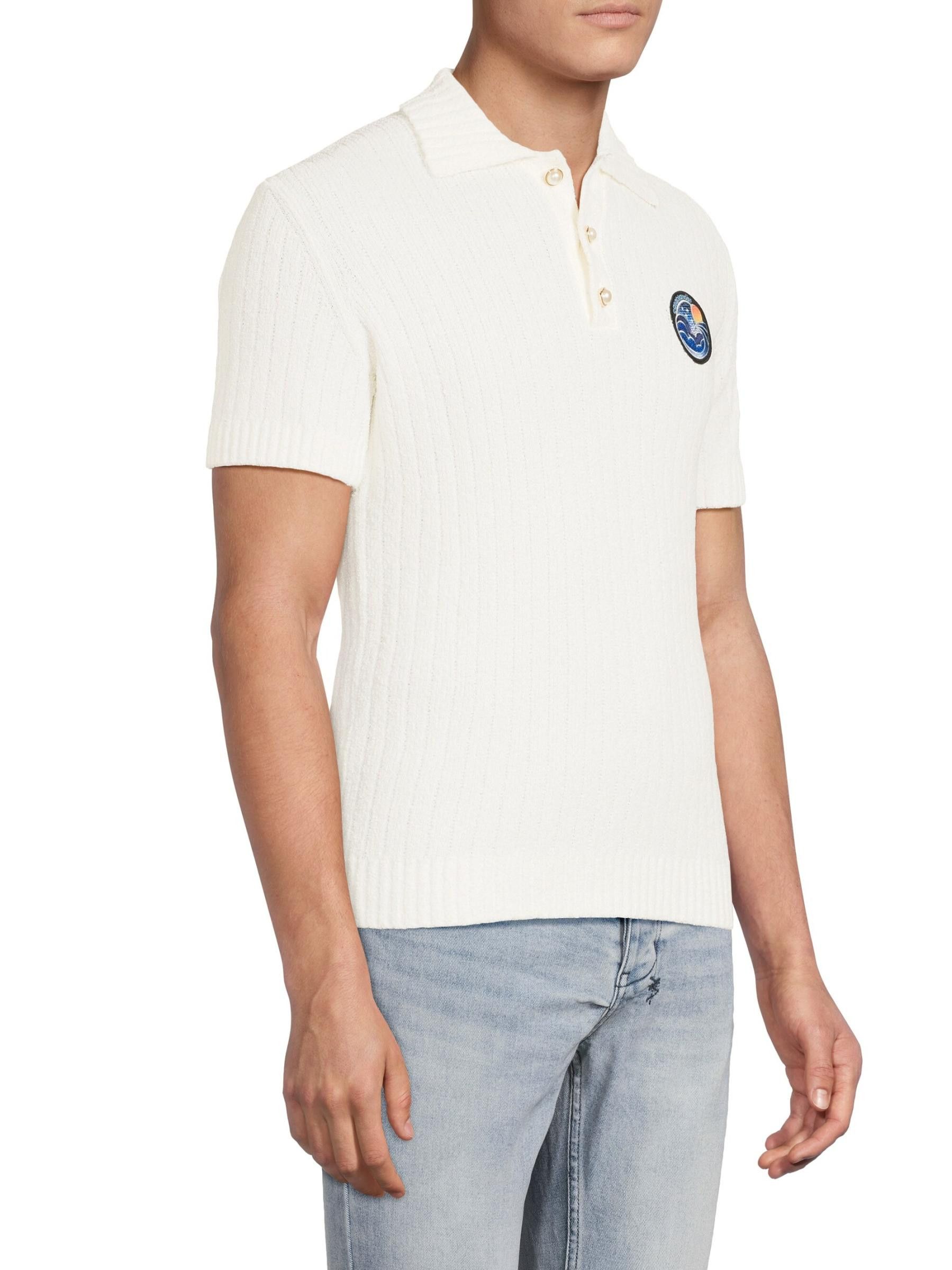 Casablanca os11x0725 Boucle Polo Shirt in White Size US L / EU 52-54 / 3 - 3 Thumbnail