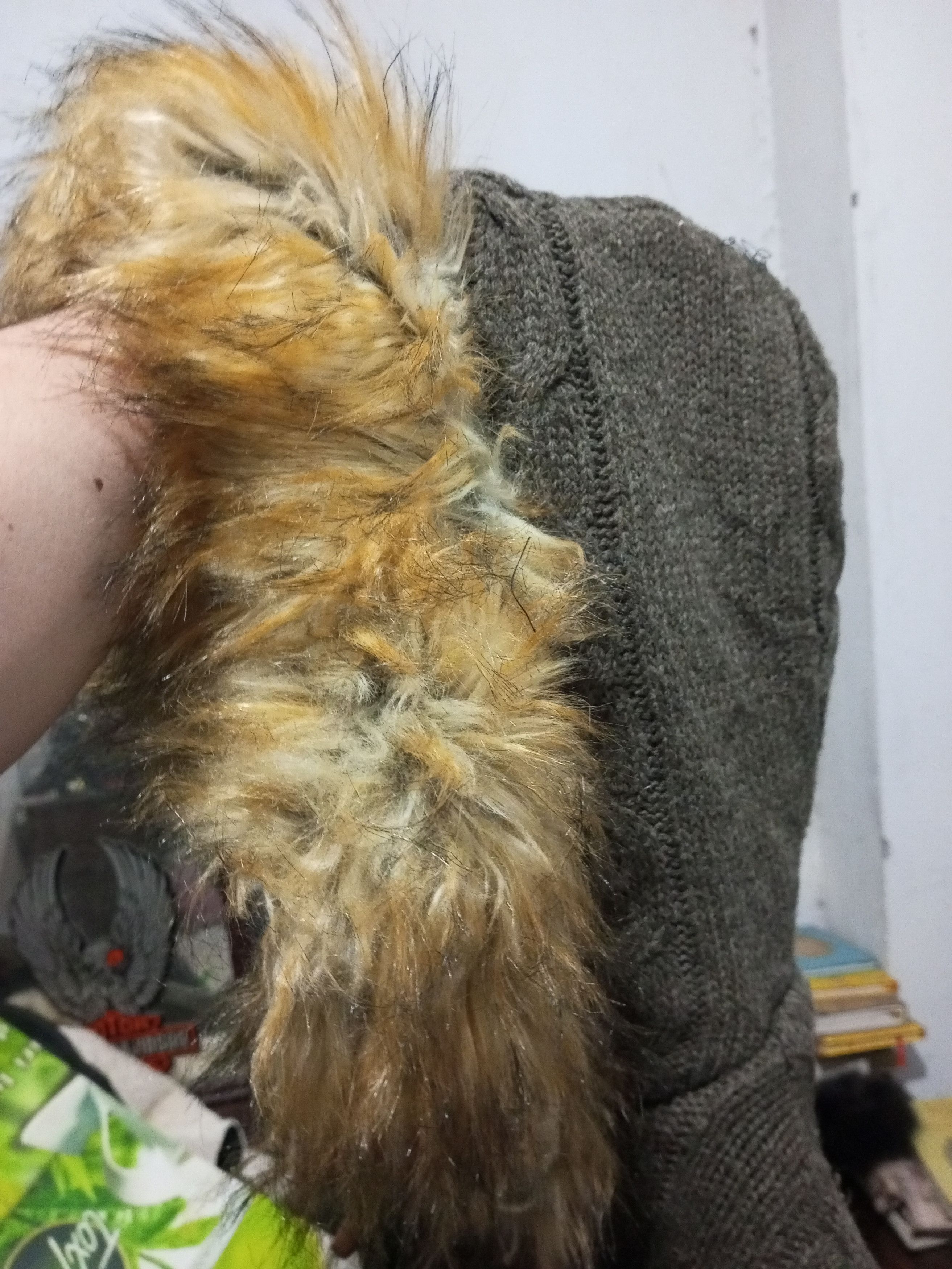 Japanese Brand Peyote - Fur hoodie Cabel Knit ifsixwasnine lgb style Size US L / EU 52-54 / 3 - 6 Thumbnail