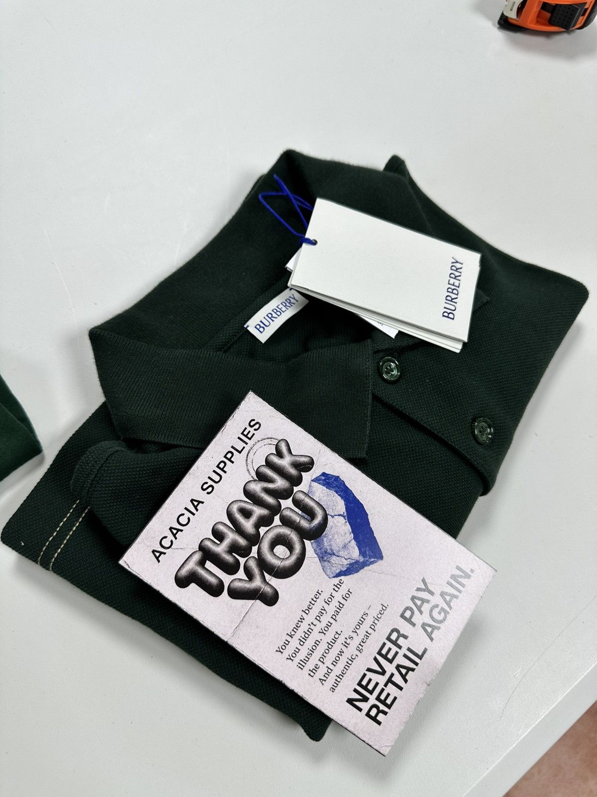 Burberry BURBERRY GREEN Polo Shirt with Embroidered Hem Size US S / EU 44-46 / 1 - 5 Thumbnail