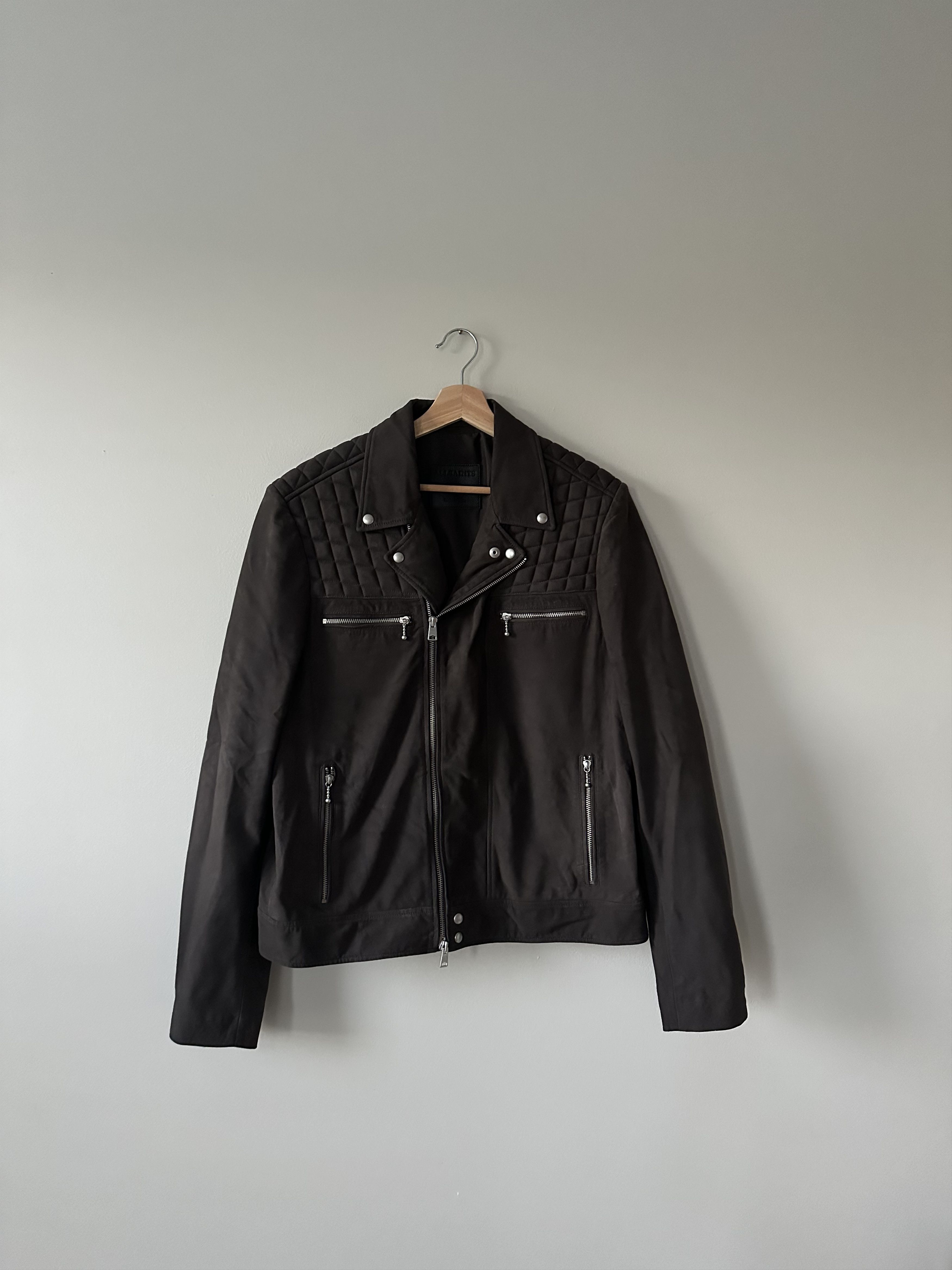Allsaints AllSaints Kenji Suede Leather Biker Jacket, Lamb Leather Size US XXL / EU 58 / 5 - 1 Thumbnail