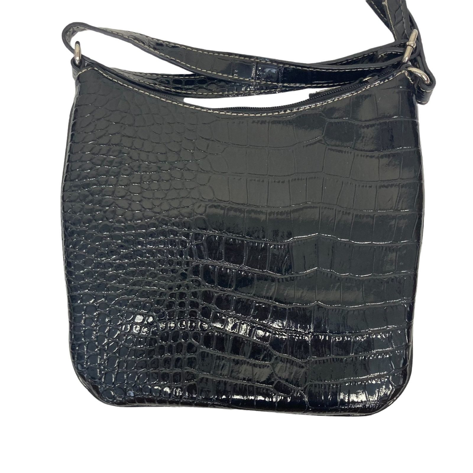 Nine West Nine West Black Patent Leather Crocodile Bag Size ONE SIZE - 3 Thumbnail
