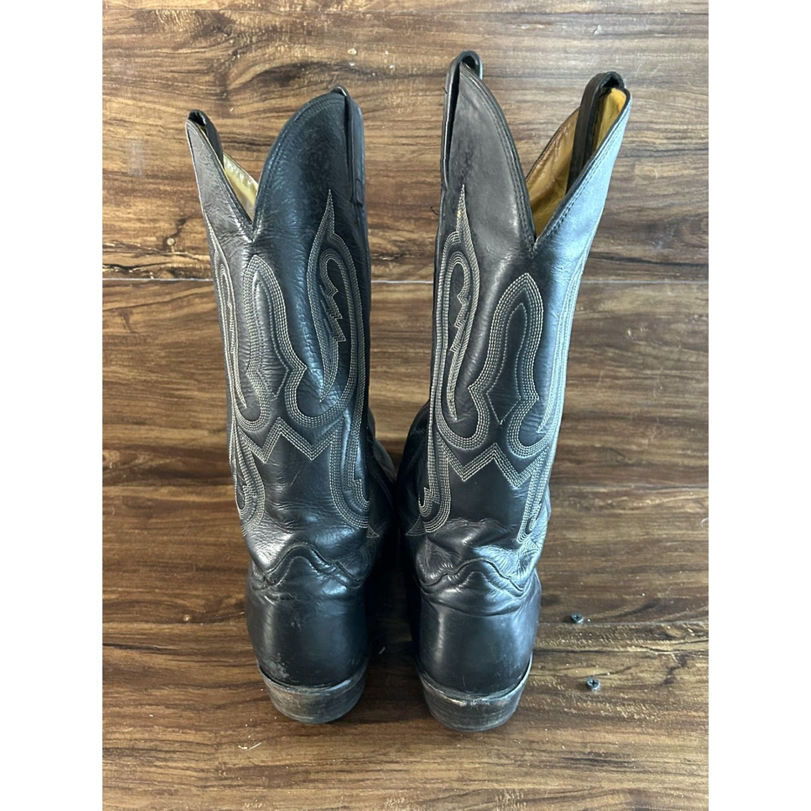 Vintage Nocona Boots Mens Cowboy Western Boot Black 8.5 D Leather Pointed Toe Boots Mens Mens Western Cowboy Theme Shoes Size US 9 / EU 42 - 2 Thumbnail