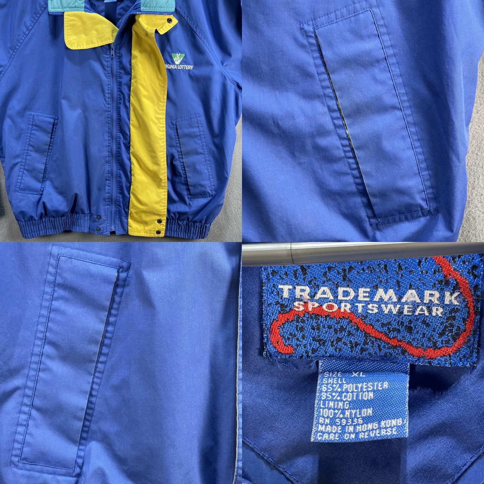 Vintage VINTAGE Virginia Lottery Jacket Mens XL Trademark Sportswear 90s Blue Windbreaker Zip Pockets Embroidered Logo Size US XL / EU 56 / 4 - 8 Thumbnail