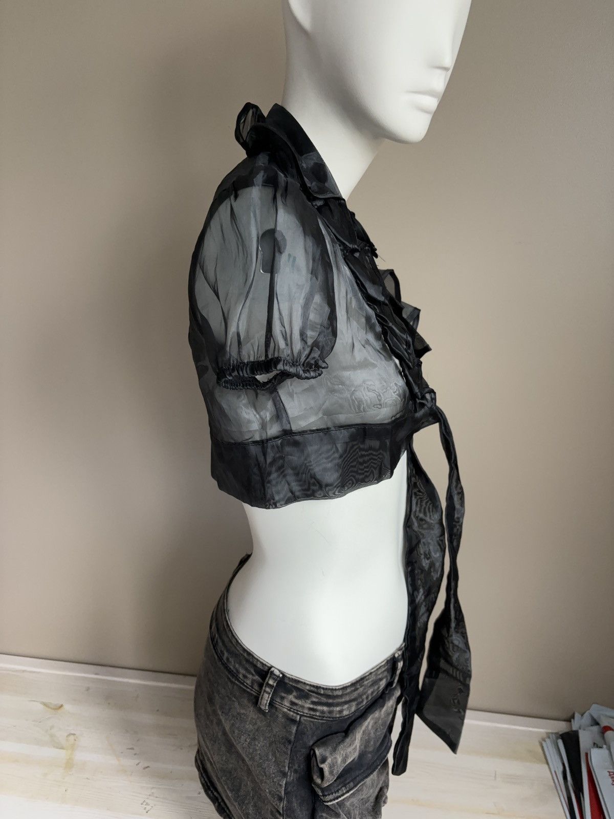Vintage Rina Scimento vintage mesh bolero lace up blouse coquette Size S / US 4 / IT 40 - 8 Thumbnail
